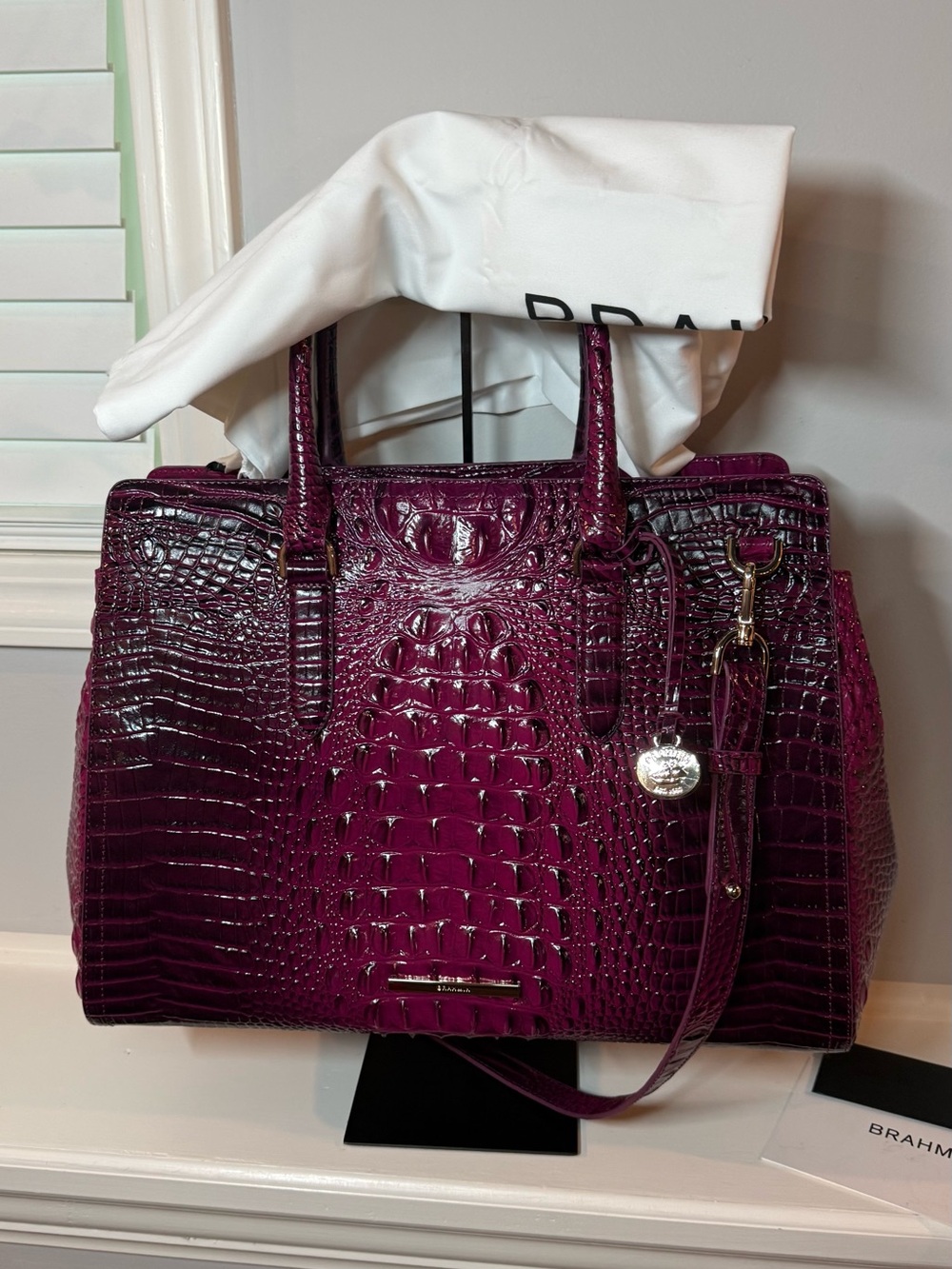 Brahmin Croc-Embossed Finley carry all plum sugar Melbourne